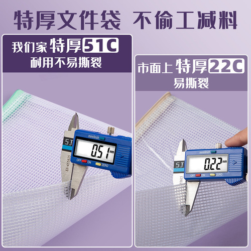 A4 File Bag Transparent Document Organizer Grid Zipper Archival Waterproof Plastic Office Student Subject Classification