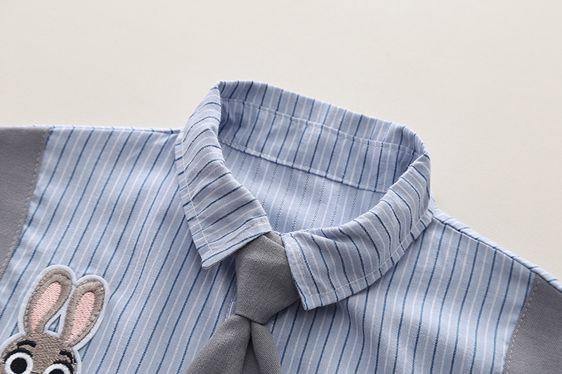 Jungen 2024 Neue Frühling und Herbst Hübsche Kinder College Stil Krawatte Streifen Zwei Stück Set Baby Kleidung Trendy_voghion.com