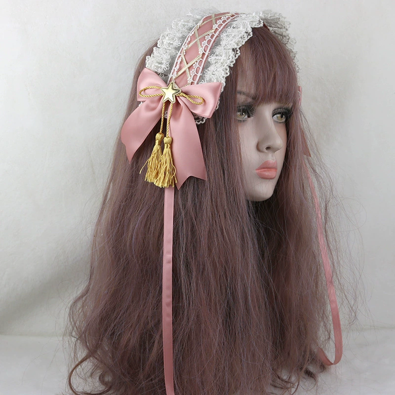 Cute Japanese headband with tassels, hairgrip with bow, hair accessory, Lolita style, DIY
