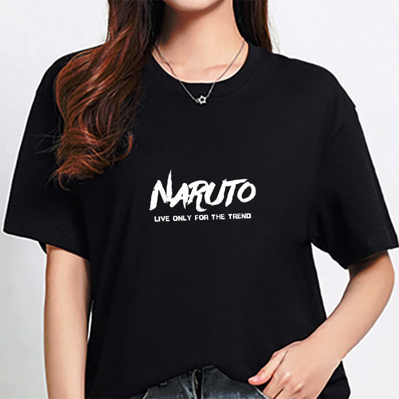 2023 Summer New Women's Clothing Black Loose Pure Cotton Round Neck Short-sleeved T-shirt Women's Printed Casual Top Clothes Stall