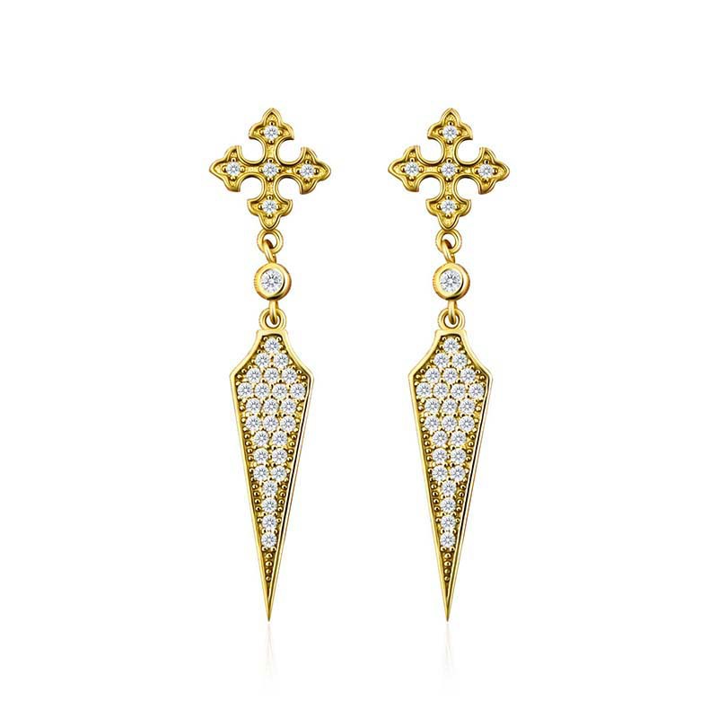 Womenu0027S Fashion Stone Cone Type Copper Zircon Earrings Inlay Copper Earrings