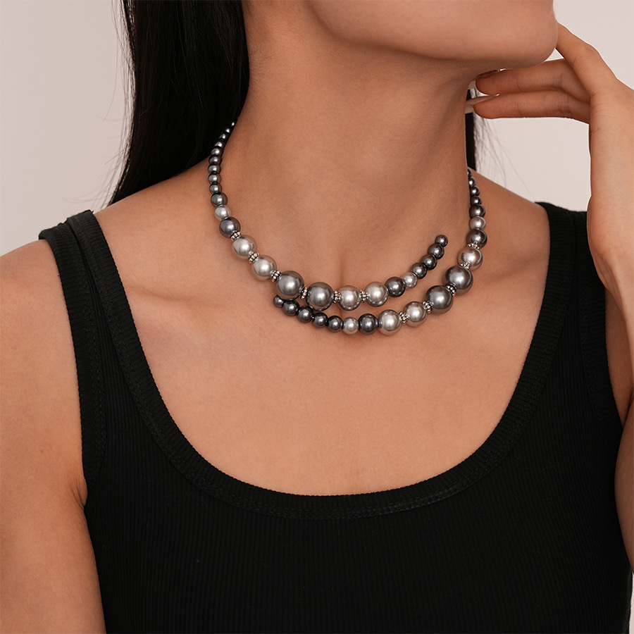 Europa y los Estados Unidos retro collar de cristal de perla abierto estilo simple nicho temperamento de alto nivel collar adornamiento para mujeres