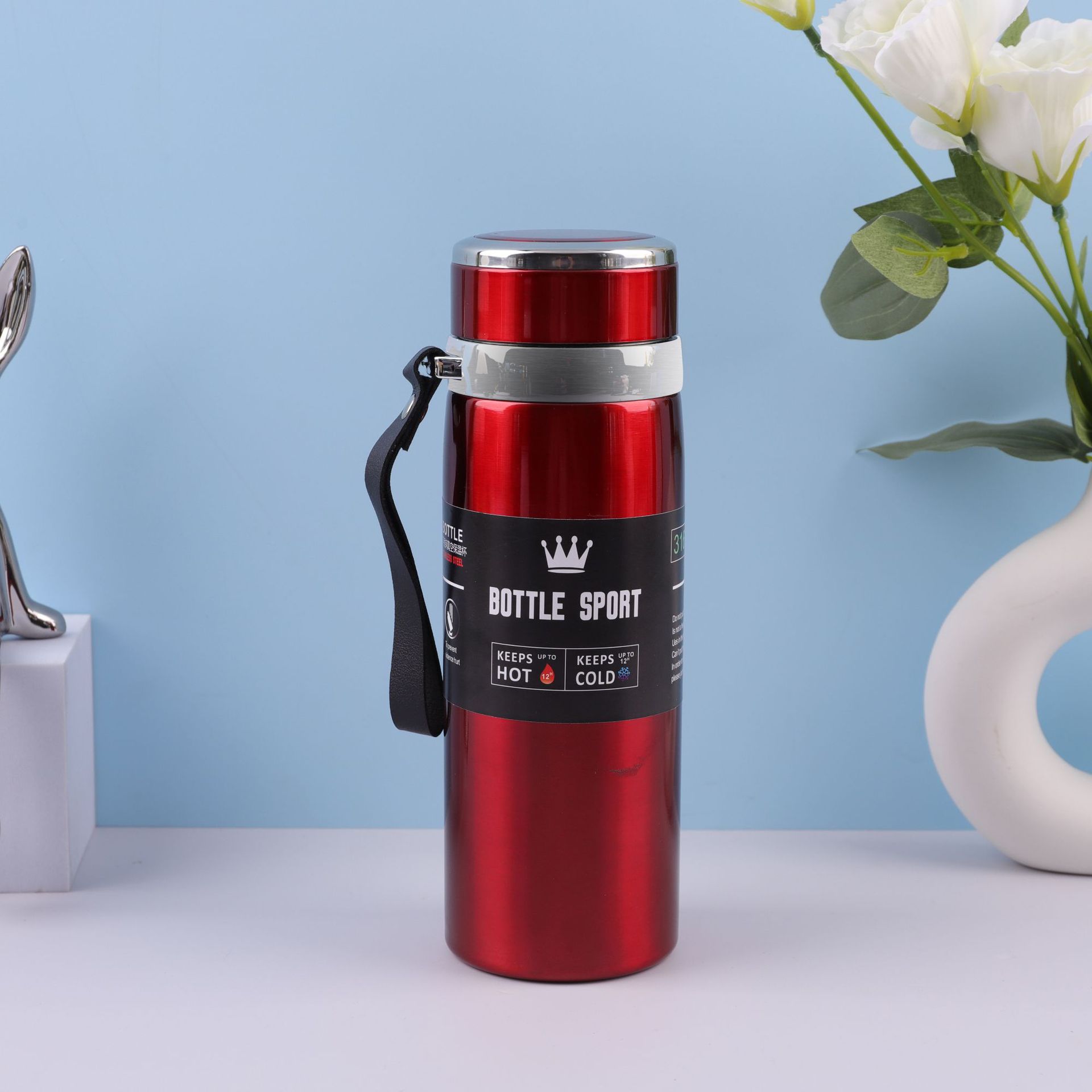 Transfronterizo 316 taza de vacío de acero inoxidable de gran capacidad al aire libre portátil deportes hervidor de agua taza de regalo de negocios con cuerda