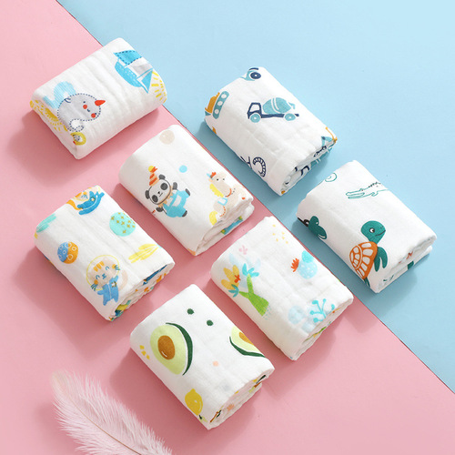 Baby gauze square towel, children's towel, six-layer pure cotton small towel, 6-layer children's towel, wash towel, face towel