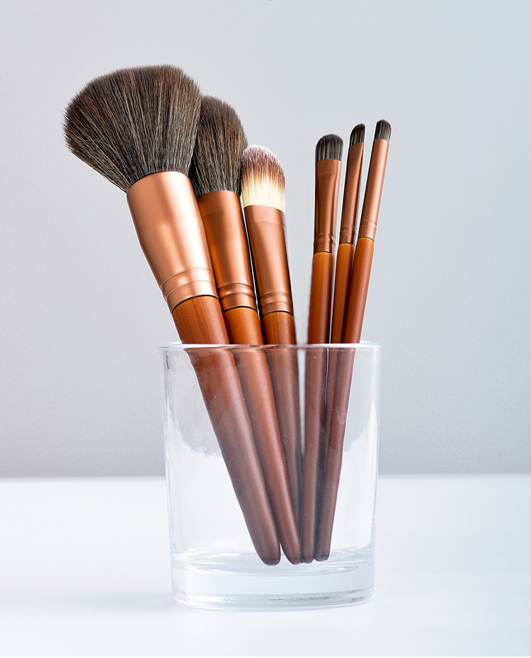 New 6-piece natural wood-colored velvet bag, large brush, soft bristle eyeshadow brush, powder brush, foundation brush, complete set of makeup brushes Application Scenario