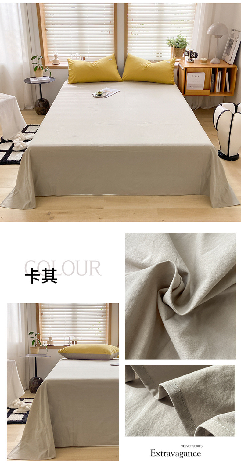 Sábana de algodón lavado de algodón grueso pieza individual 100 algodón dormitorio de estudiantes cama individual funda de almohada de tres piezas 2