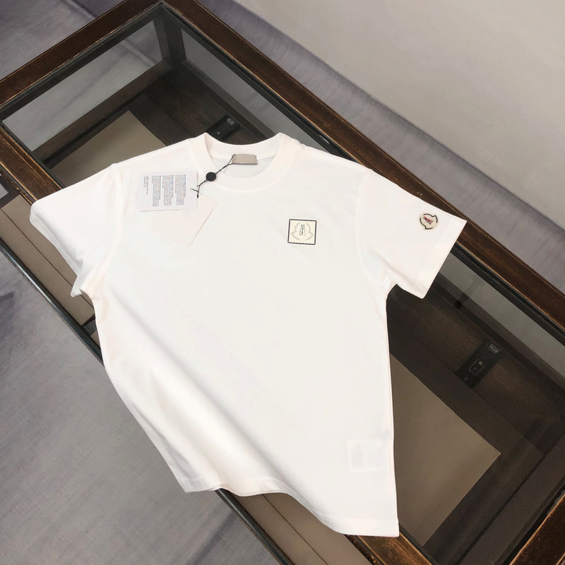 New Summer Original Standard Mengkoumiao Short-Sleeved T-Shirt Men's Pure Cotton Casual Embroidered Round Neck Heavyweight Men's T-Shirt Couple Style
