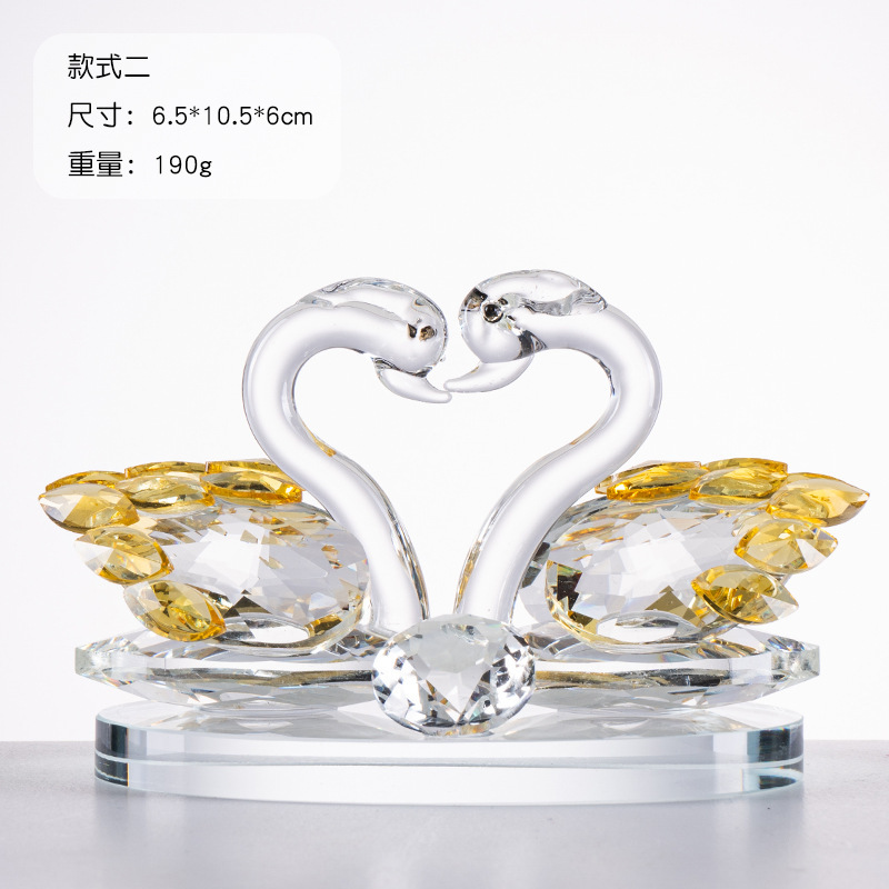 厂家批发水晶天鹅创意摆件电视柜酒柜家居水晶摆件装饰品情侣生日|undefined