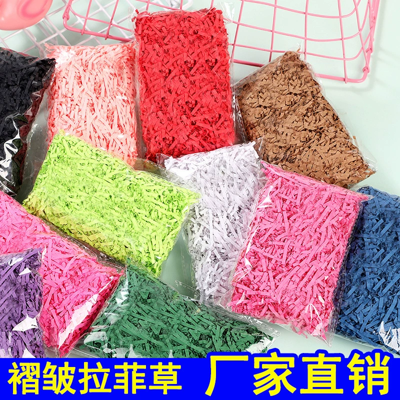 Плиссированная рафия 10г 50г 100г, наполнитель из измельченной бумаги для косметических подарочных коробок, декоративная упаковка, шелковая рафия