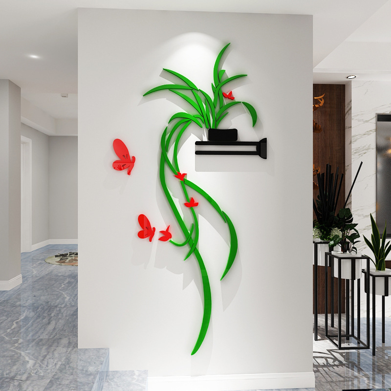 Decorative 3d Acrylic Wall Sticker Romantic Chlorophytum For Living Room_voghion.com