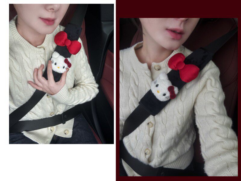 Creative Car Accessories, Cute Cat Bowknot Car Seatbelt Shoulder Pads, Anti-Strangling and Anti-Wear Decorative Car Gadgets, New Car Gift