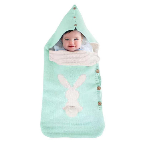 Factory Supply Instagram Style Summer New Arrival European and American Solid Color Baby Sleep Bag Knitted Rabbit Button Sleep Bag Wholesale