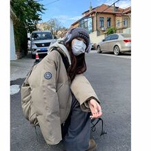 羽绒服女2025冬季新款工装夹克白鸭绒棒球外套女韩版宽松情侣男厚