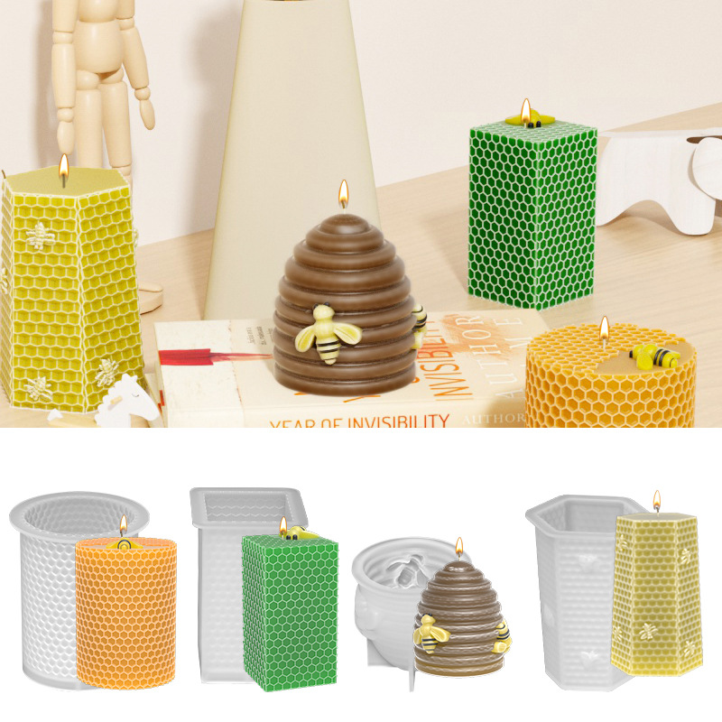 DIY molde de resina epoxi de cristal múltiples abeja panal vela molde panal de yeso molde de silicona