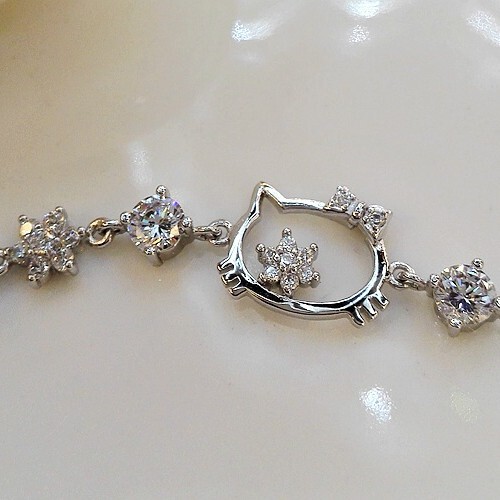 Authentic S925 sterling silver Xiaomeng cat bracelet female zircon inlaid rhinestone hand jewelry manufacturers silver jewelry wholesale order