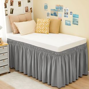 Foreign Trade Bed Skirt with Double Elastic Bands for College Dormitories Without Bed Surface Bedding Pure Color Pleated Raised Skirt Versatile Bedspread