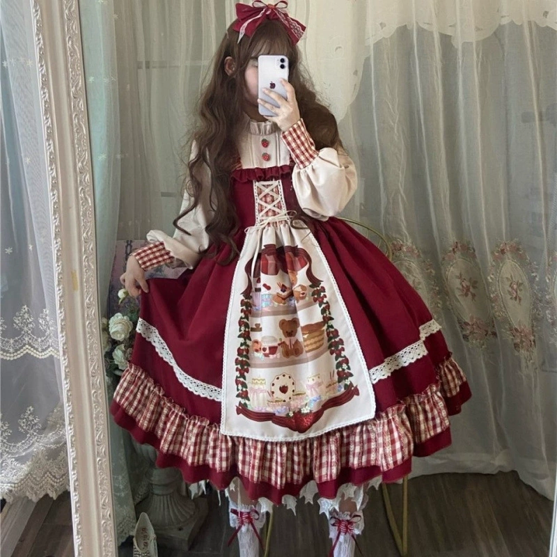 Платье lolita «Красная шапочка» для девочек, весна/лето, размеры S–XL (для старших детей)