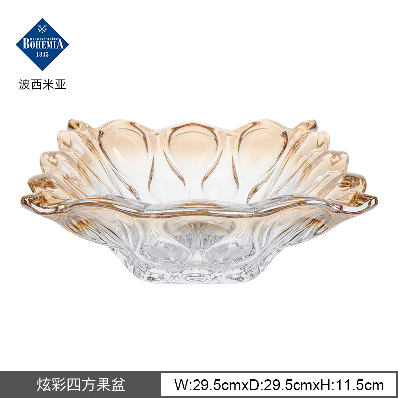 Frutero de cristal importado de la República Checa, frutero de estilo europeo, recipiente de cristal para frutas y aperitivos, frutero de color ámbar para frutas secas, estilo bohemio. image 9
