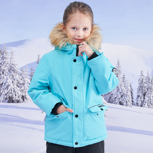Children's Thickeneded Cotton Clothing for Boys and Girls, Single and Double Board Ski Clothing, Export Kidsren's Clothing, Outdoor Warm Large Fur Collar Jacket