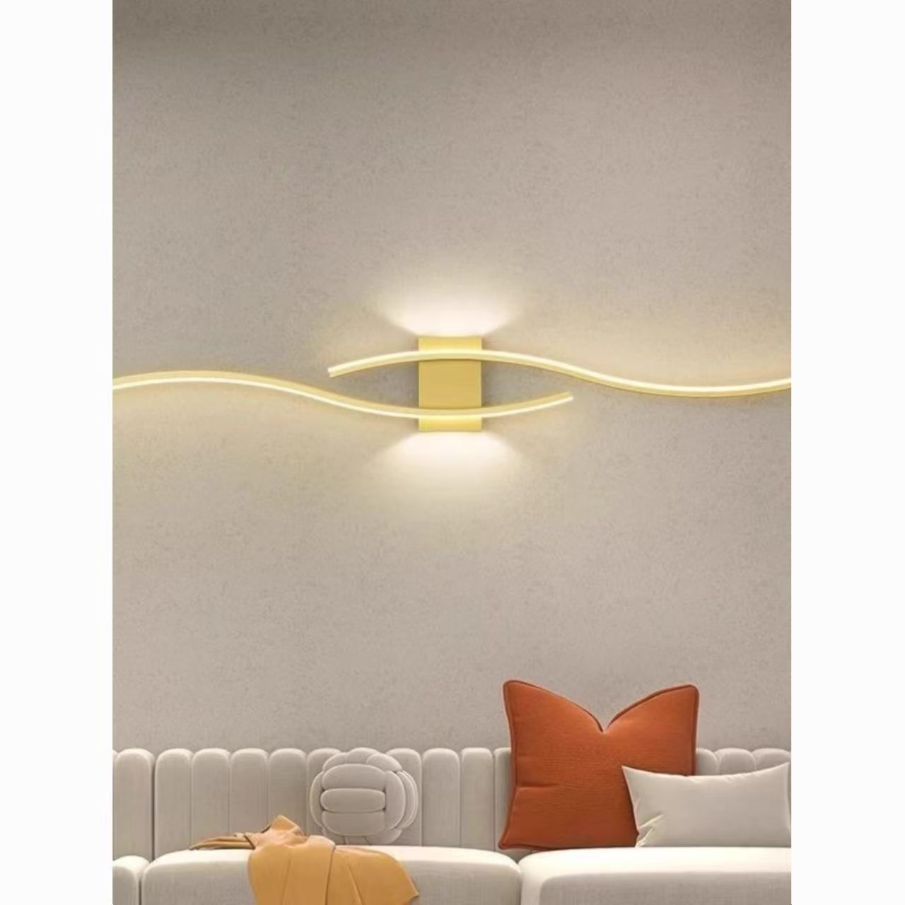 Líneas creativas minimalistas nórdicas lujosas lujosas de fondo de la sala de estar atmósfera de lámpara de pared LED moderna y minimalista cabecera de cama del dormitorio
