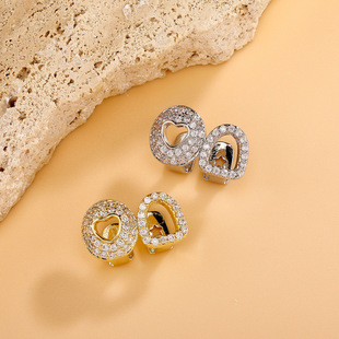 Temu Cross-Border Popular Zircon Braces Dollar Heart Gold Teeth Double Hollow Versatile Halloween Trendy Dental Accessories