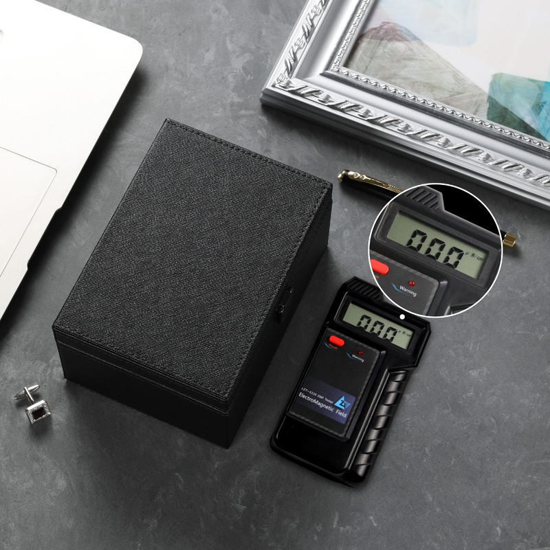 Multi-funcional de gran tamaño pequeño patrón cruzado de alto grado negro anti-oxidación RFID coche blindado caja de la llave caja del teléfono móvil