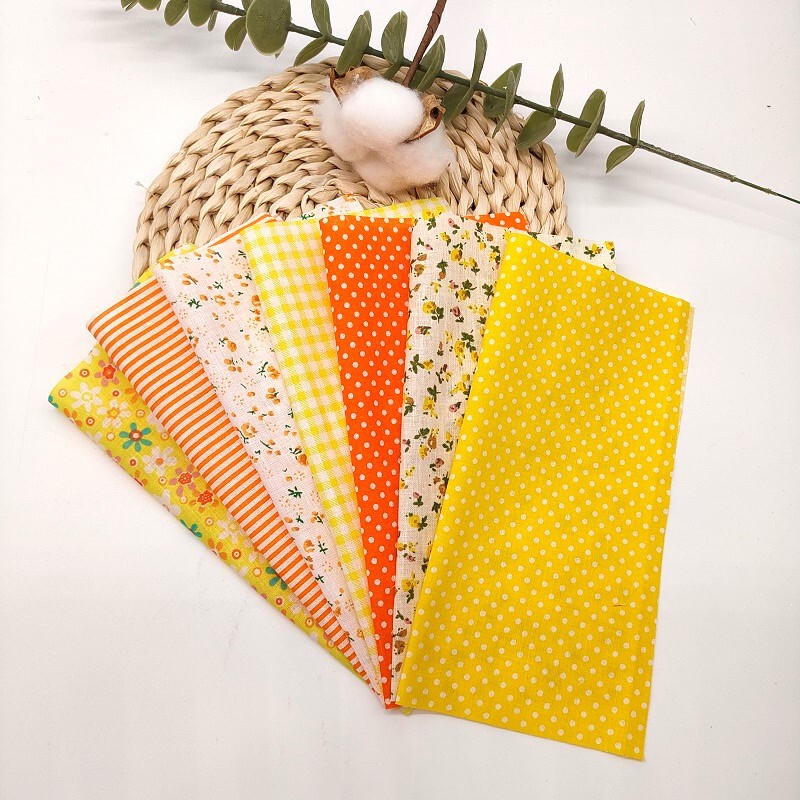 Monochrome Series Yellow 7 Patchwork Cloth Group Plain Floral Pure Cotton Small Floral Handmade DIY Cotton Cloth Monochrome Series Yellow 7 Patchwork Cloth Group Plain Floral Pure Cotton Small Floral Handmade DIY Cotton Cloth