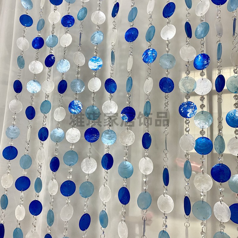 Shell Lighting Hanging Curtain Bead Curtain Shell Door Curtain Wind Chime Partition Wedding Props Decorative Curtain Mixed Color Mediterranean