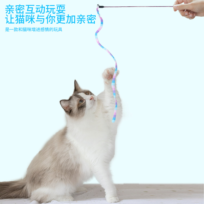 Juguetes para gatos, tiras de tela de colores, palos para gatos divertidos, campanas de impresión fresca, gatos, arcoíris, juguetes para gatos divertidos