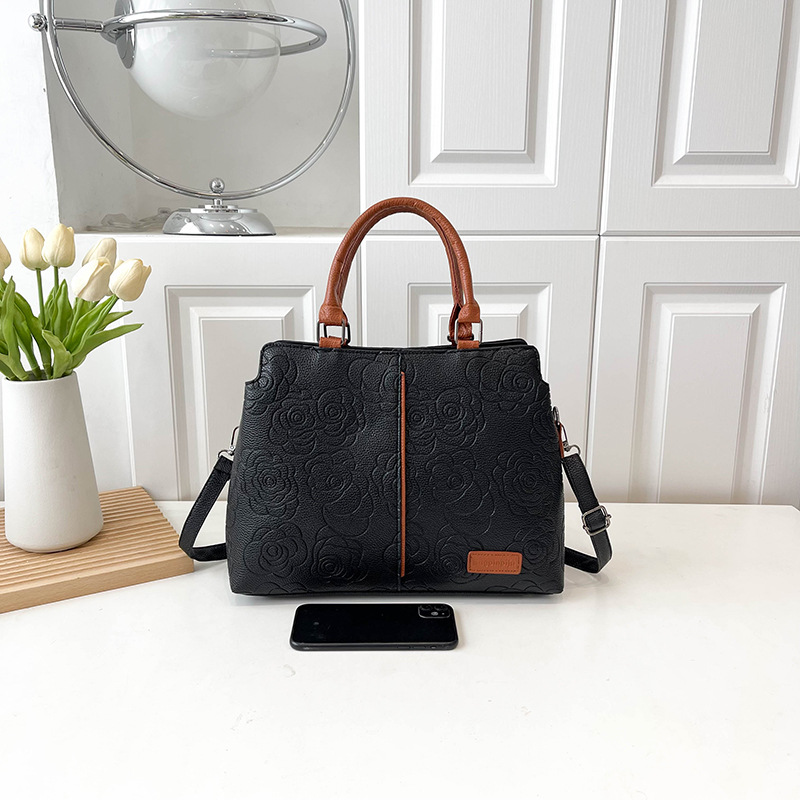 2024 new cross-border handbag, a large-capacity single-shoulder cross-border bestseller with soft leather embossed single-shoulder for women undefined