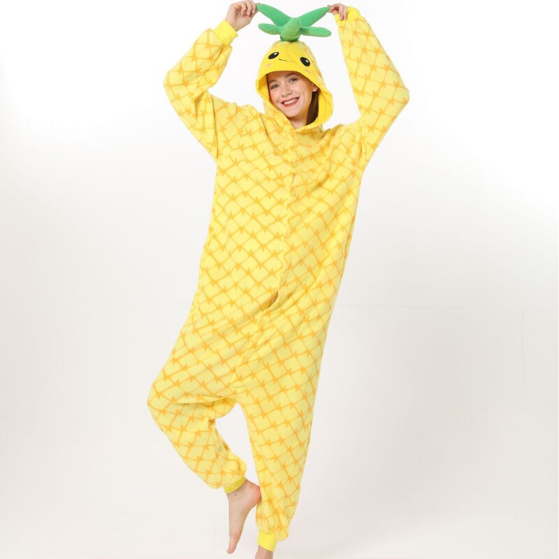 Manufacturers cartoon pineapple one-part pajamas long sleeve polar fleece home warm clothing party costumes wholesale Manufacturers cartoon pineapple one-part pajamas long sleeve polar fleece home warm clothing party costumes wholesale