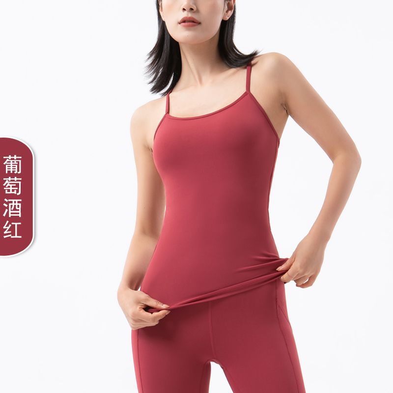 2022 primavera y verano nuevo chaleco de yoga con almohadilla en el pecho sexy en forma de Y belleza de las mujeres estiramiento trasero deportes ropa de yoga larga