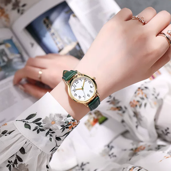 Cross-Border Foreign Trade Watch Dial New Style Simple Digital Fashion Women's Quartz Watch Compact Leather Strap Ladies' Watch