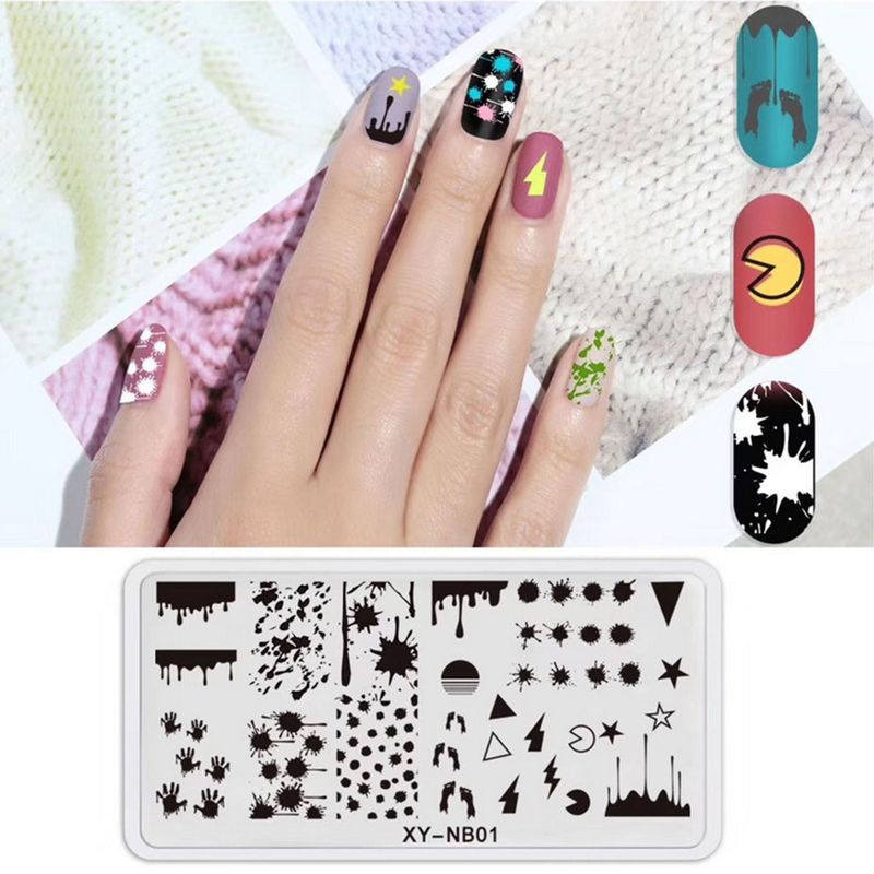 跨境美甲印花板格纹豹纹牛仔纹Nailplate不锈钢指甲复古模板转印|undefined