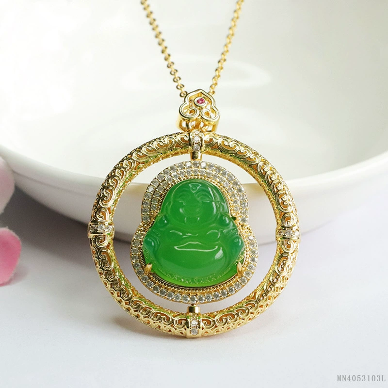 Кулон Будда из натурального агата Гуань Ю, ожерелье из ледяного зеленого халцедона, винтаж, оптом, прямые поставки, дропшиппинг S4053103