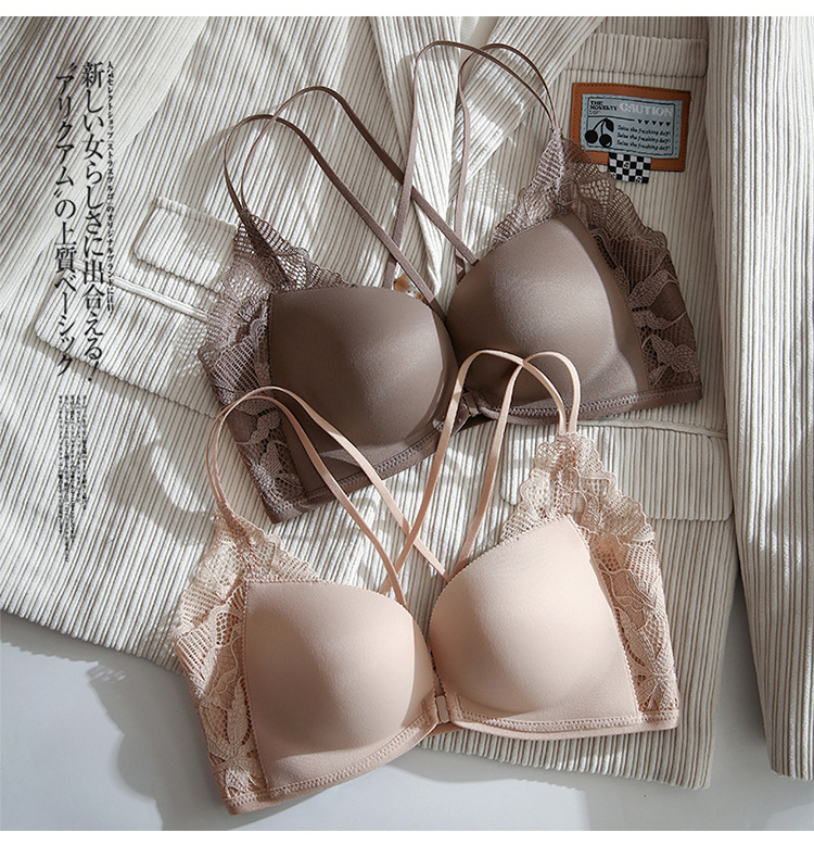 Caliente hígado no anillo de acero brillante cómodo sexy sin costuras hebilla frontal ropa interior mujeres push up anti-flacidez sujetador traje 3229