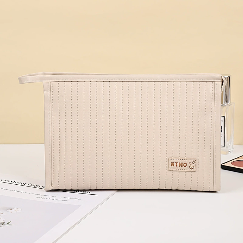 Polyurethane Cosmetic Bag, Handheld Waterproof Organizer, Spacious 24.2×19.6×3.6 cm