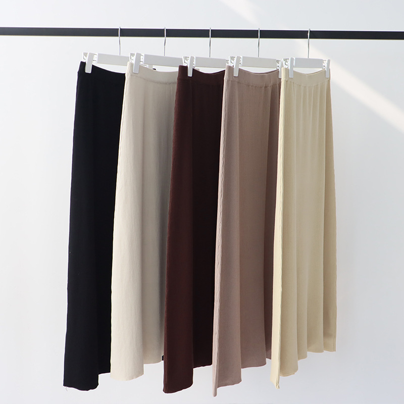 Lyocell Tencel Spring and Summer New Korean Style Hundred Big Skirt with Knitted Skirt Elegant High Waist Slimming High-grade Sense