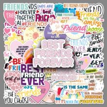51张友谊万岁贴纸friend朋友正能量英文句子短语防水装饰手账贴纸