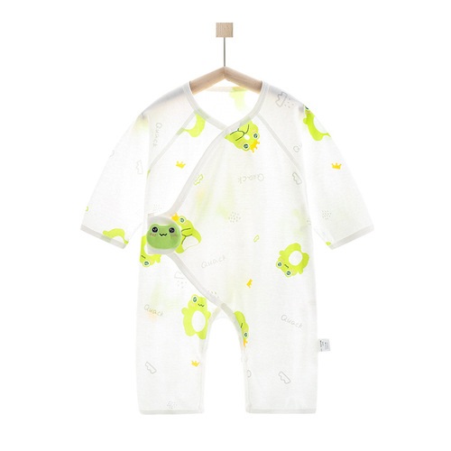 Baby one-piece clothes, summer clothes, baby pure cotton breathable air-conditioned clothes, newborn thin pajamas, long-sleeved harem suit