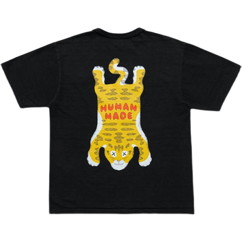 Camiseta de algodón con estampado de cabeza de tigre y dibujos animados de terciopelo para pareja_voghion.com