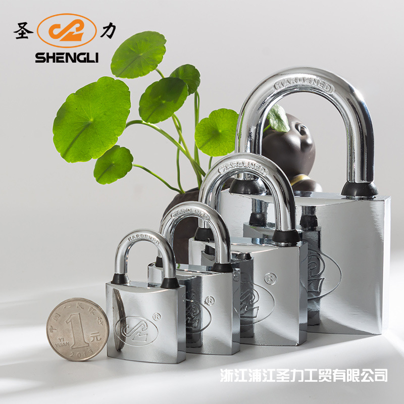 Pujiang factory direct sales thick type Shengli chrome-plated lock with waterproof ring copper core padlock warehouse door lock head pic 3
