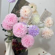 四头球菊 仿真乒乓菊 婚庆舞台花墙装饰绢花 宴会厅插花布置假花