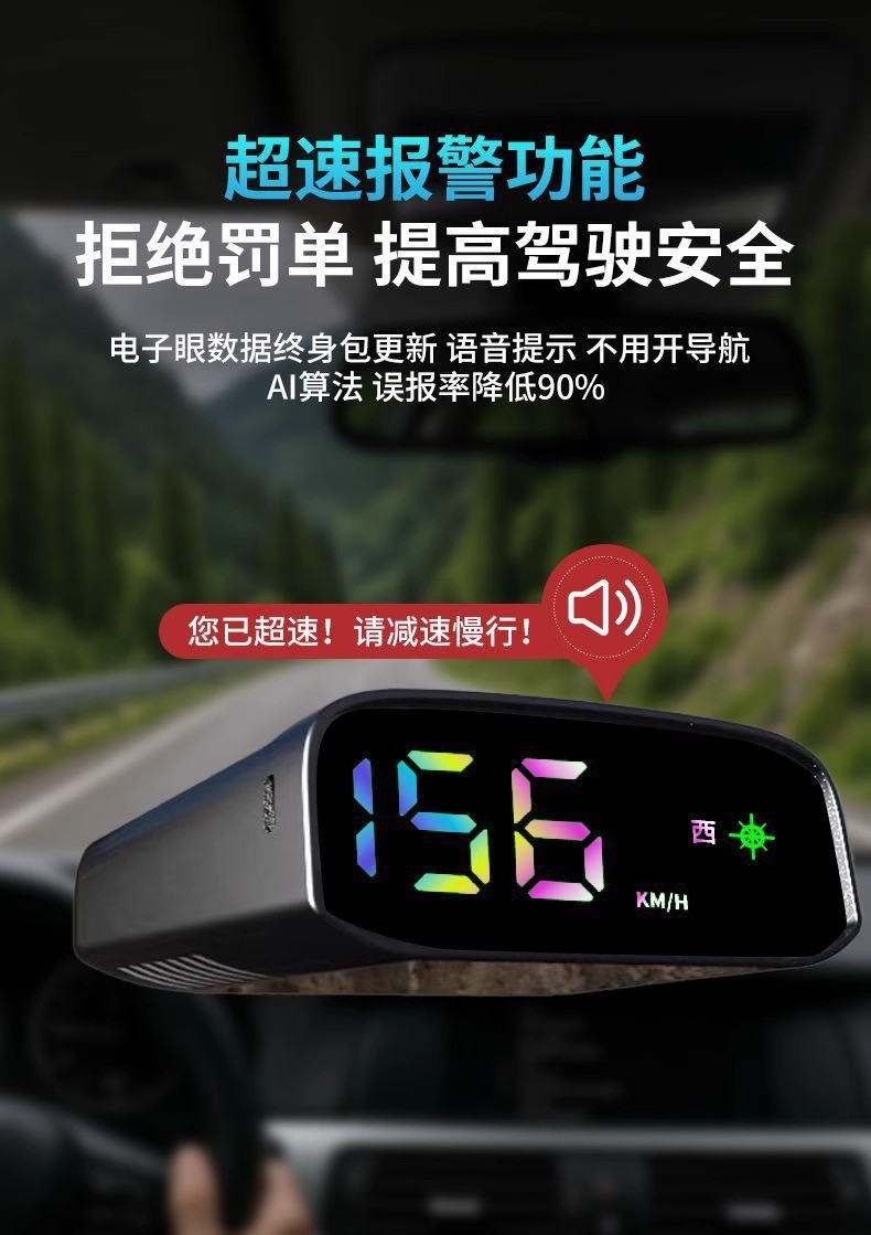 New Electronic Dog Speed Measurement Beidou Wireless Radar Vehicle-Mounted 2025 Early Warning Instrument Hud Head-Up Display Speed