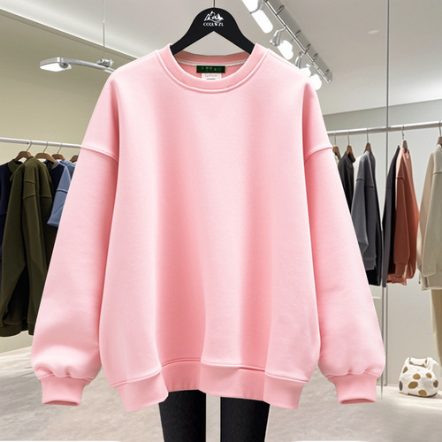 Solid color top, round collar, regular style, velvet thick sweater, autumn and winter hot style, men and women, same style