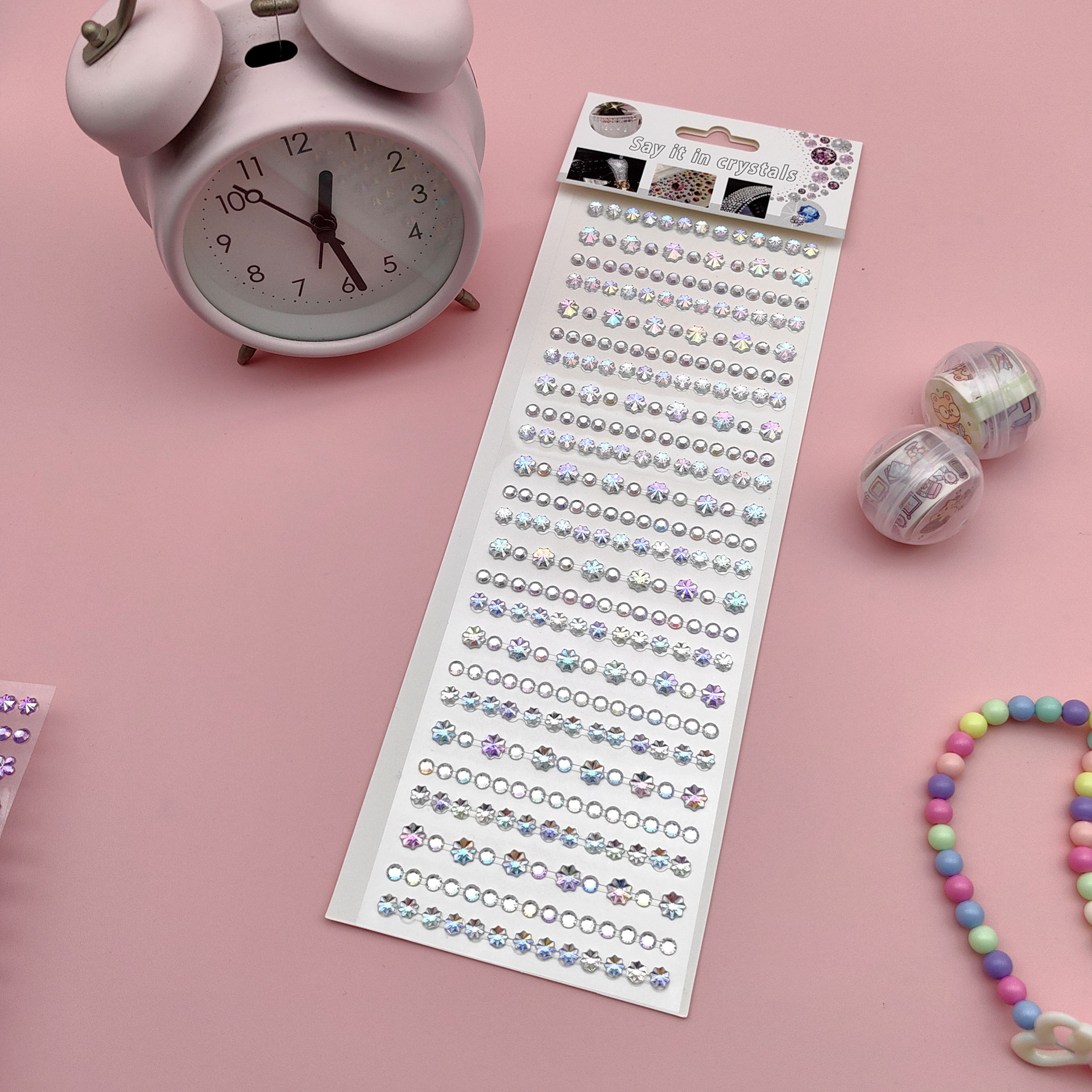 Coloridas pegatinas de flores de hielo para niños gema de diamantes de color AB pegatinas de cristal acrílico de juguete princesa pequeñas pegatinas al por mayor