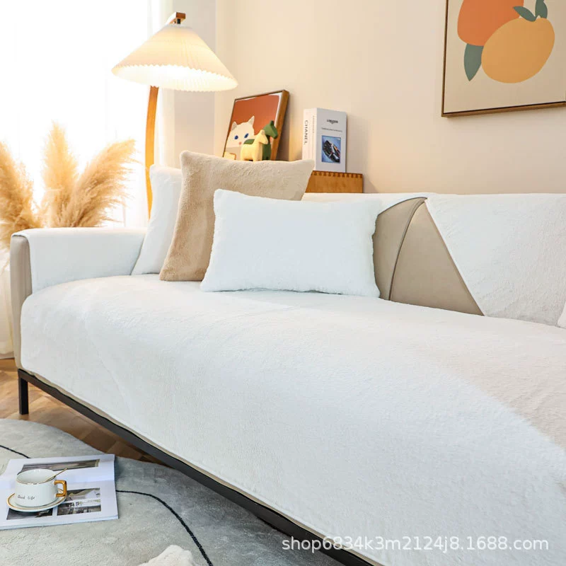 Зимняя подушка для дивана Плюшевая Нескользящая подушка All Seasons Универсальный чехол для спинки Полотенце Простой кожаный диван Все включено