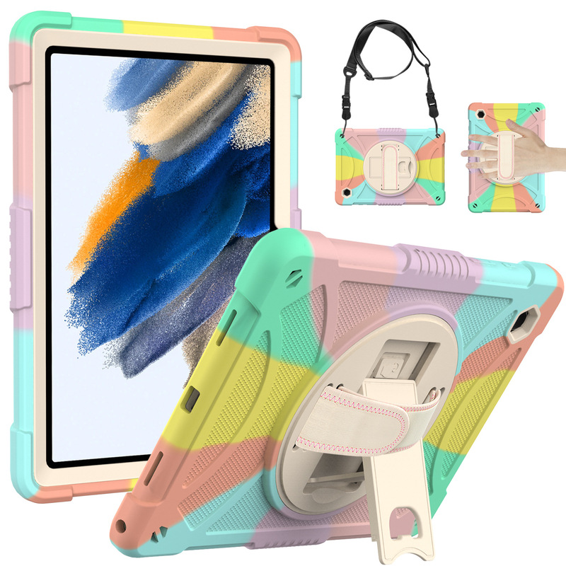 Suitable for Samsung Tab A8 tablet protective case X205 rotating bracket 10.5-inch silicone three-proof women's tablet case