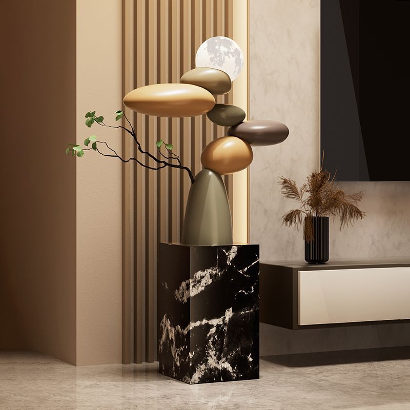♔ Stone Fortune Large Floor Lamp Ornament for Living Room Tv Cabinet Next to Sofa Home Decor Gift for Housewarming