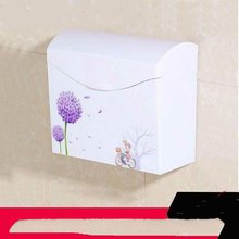 厕所卫生间纸巾盒 防水方形塑料草纸盒 手纸置物架收纳壁挂免打孔